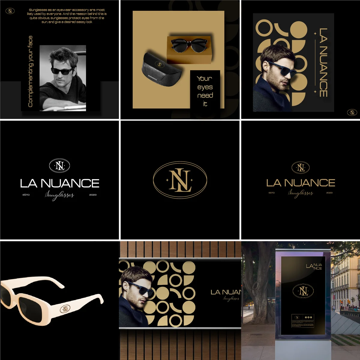 تصميم شعار لمحل نظارات بأسم " LA NUANCE " وتصميم بوست سوشيال ميديا
