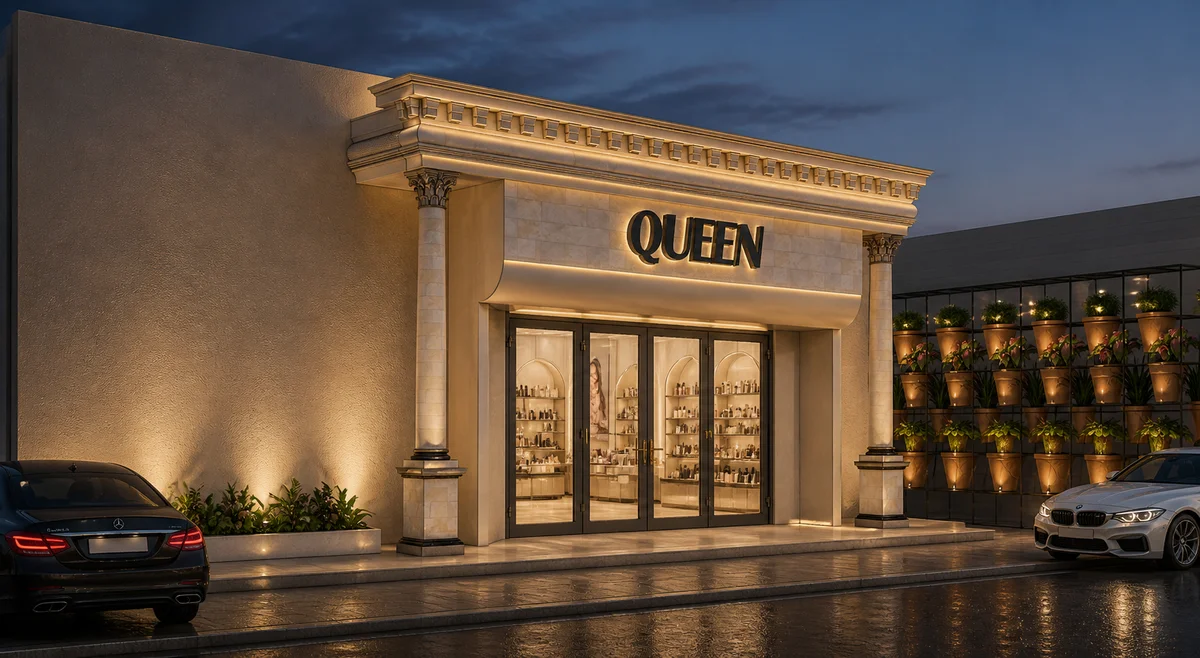 تصميم واجهة محل Queen  3D